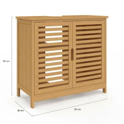 IDMarket Meuble de salle de bain sous lavabo en bambou* Meubles Salle De Bain