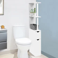 IDMarket Meuble de toilette blanc avec étagères* Meubles Blancs|Collection Contemporaine