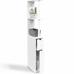 IDMarket Meuble de toilette blanc avec étagères* Meubles Blancs|Collection Contemporaine