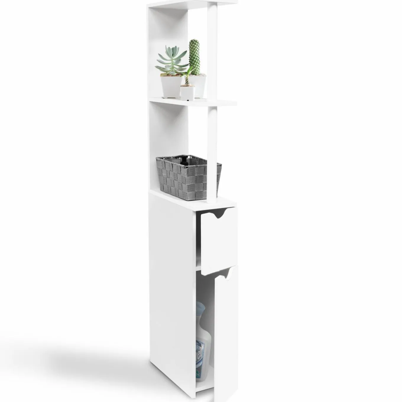 IDMarket Meuble de toilette blanc avec étagères* Meubles Blancs|Collection Contemporaine