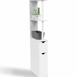 IDMarket Meuble de toilette blanc avec étagères* Meubles Blancs|Collection Contemporaine