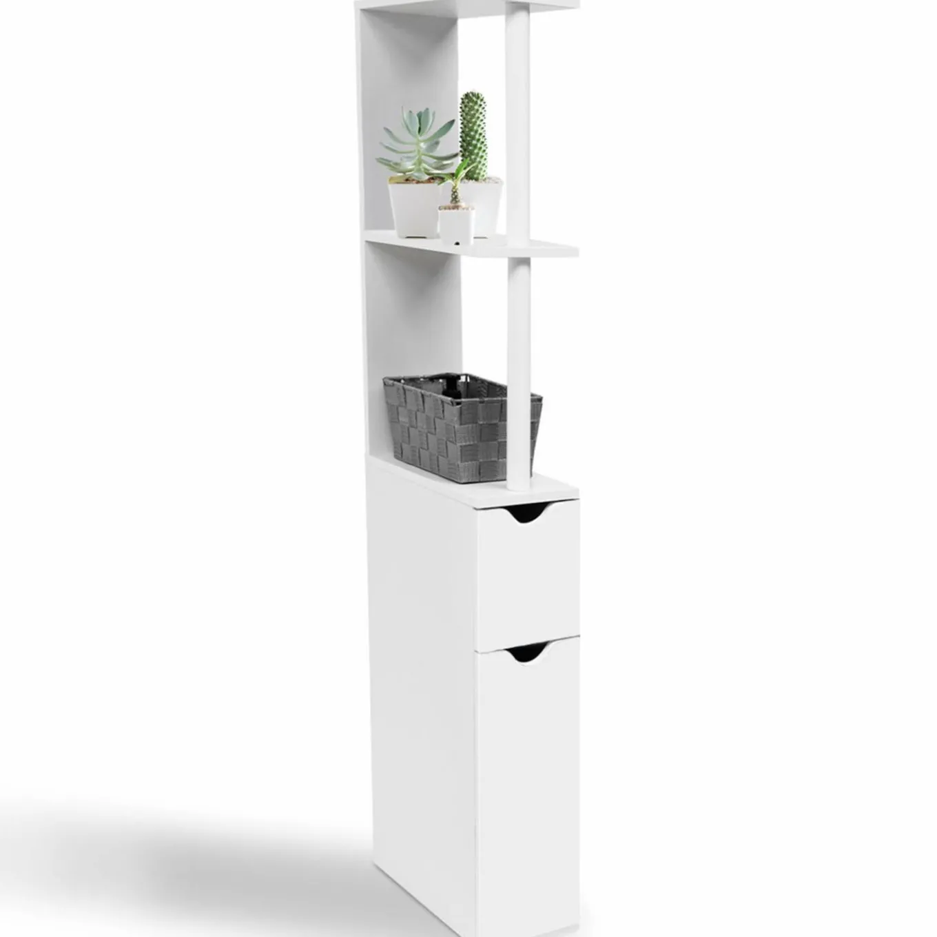 IDMarket Meuble de toilette blanc avec étagères* Meubles Blancs|Collection Contemporaine