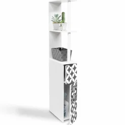 IDMarket Meuble de toilette blanc et gris motif carreaux de ciment* Meubles Hauts|Meubles Blancs