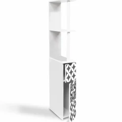 IDMarket Meuble de toilette blanc et gris motif carreaux de ciment* Meubles Hauts|Meubles Blancs