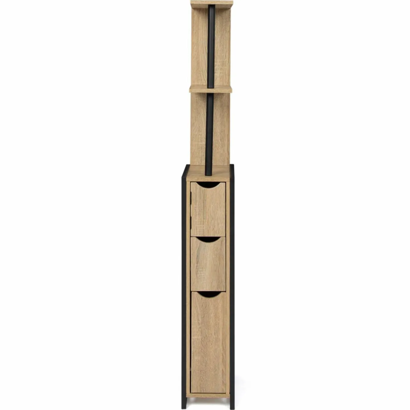 IDMarket Meuble de toilette industriel bois et métal noir 3 portes avec étagères* Meubles Hauts|Meubles Salle De Bain