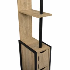 IDMarket Meuble de toilette industriel bois et métal noir 3 portes avec étagères* Meubles Hauts|Meubles Salle De Bain