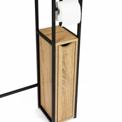 IDMarket Meuble de toilette industriel bois et métal noir armoire de rangement* Meubles En Bois|Collection Industrielle