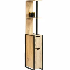 IDMarket Meuble de toilette industriel bois et métal noir* Meubles Hauts|Meubles En Bois