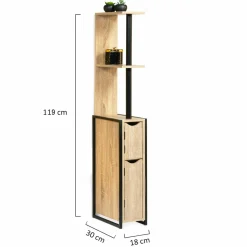 IDMarket Meuble de toilette industriel bois et métal noir* Meubles Hauts|Meubles En Bois