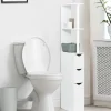 IDMarket Meuble de toilettes étagère bois 3 portes blanc* Meubles Hauts|Meubles Blancs