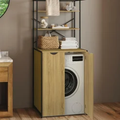 IDMarket Meuble dessus machine à laver fermé design industriel* Rangement Et Accessoires|Séchoirs À Linge