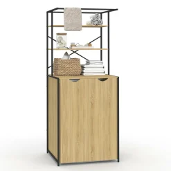 IDMarket Meuble dessus machine à laver fermé design industriel* Rangement Et Accessoires|Séchoirs À Linge