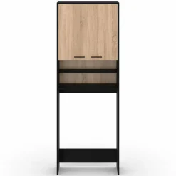 IDMarket Meuble dessus machine à laver noir et hêtre* Séchoirs À Linge|Collection Contemporaine