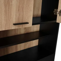 IDMarket Meuble dessus machine à laver noir et hêtre* Séchoirs À Linge|Collection Contemporaine