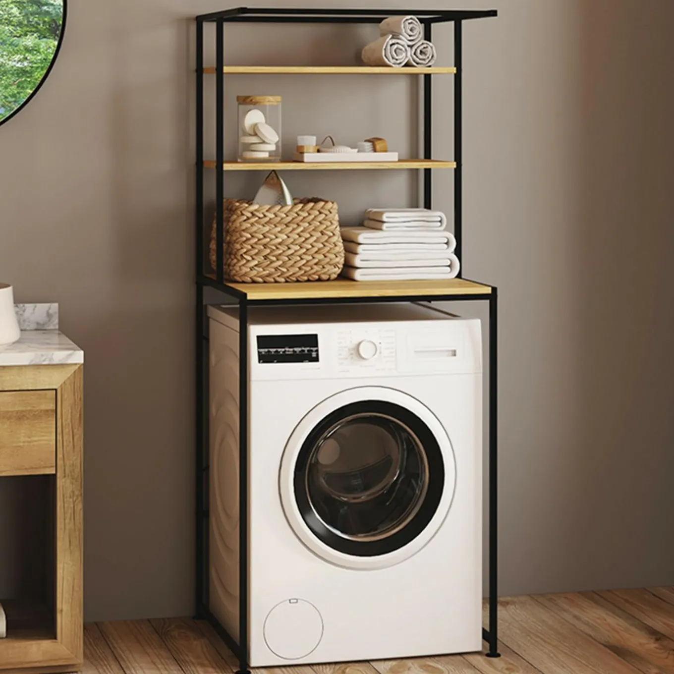 IDMarket Meuble dessus machine à laver design industriel* Séchoirs À Linge|Collection Industrielle