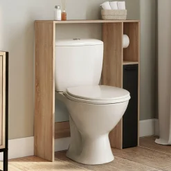 IDMarket Meuble dessus wc placard hêtre noir* Meubles Salle De Bain|Meubles Wc