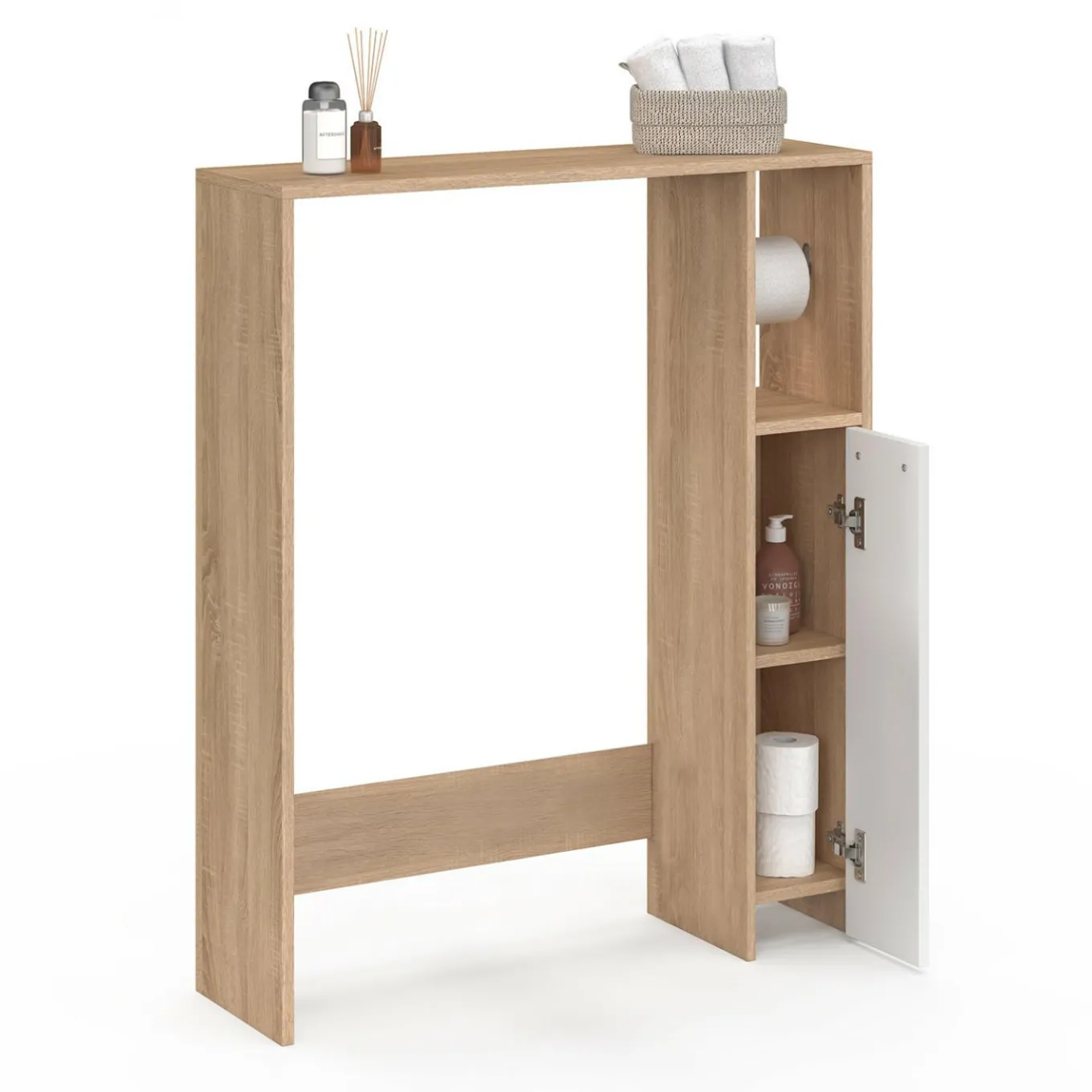 IDMarket Meuble dessus wc placard hêtre blanc* Meubles Salle De Bain|Meubles Wc