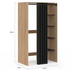 IDMarket Meuble pour buanderie double machine à laver 180 cm hêtre et noir avec rideau coulissant* Séchoirs À Linge|Collection Contemporaine