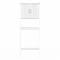 IDMarket Meuble pour les toilettes avec étagère et placard double blanc* Meubles Wc