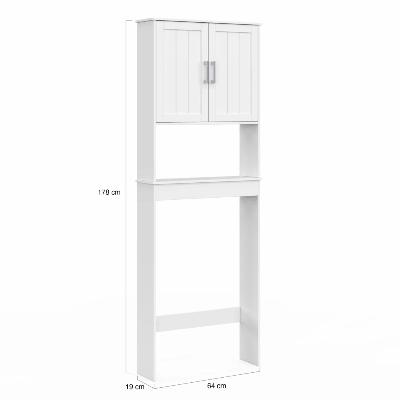 IDMarket Meuble pour les toilettes avec étagère et placard double blanc* Meubles Wc