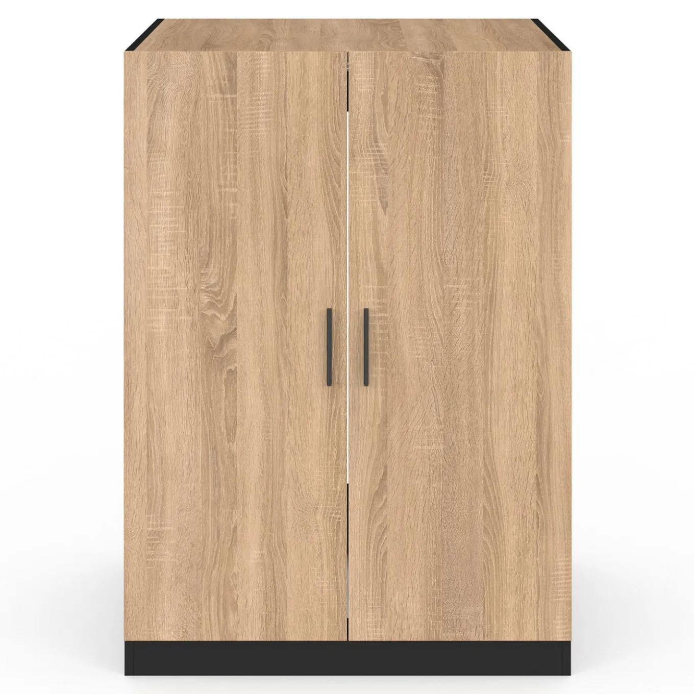 IDMarket Meuble pour machine à laver avec portes noir et hêtre* Rangement Et Accessoires|Séchoirs À Linge