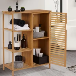 IDMarket Meuble salle de bain en bambou* Rangement Et Accessoires|Collection Bambou