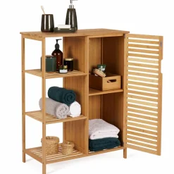 IDMarket Meuble salle de bain en bambou* Rangement Et Accessoires|Collection Bambou