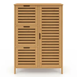 IDMarket Meuble salle de bain en bambou avec placard et 3 tiroirs* Collection Bambou|Meubles Salle De Bain