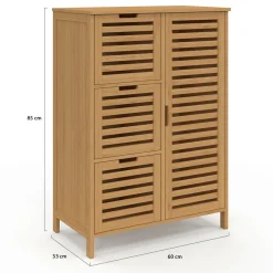 IDMarket Meuble salle de bain en bambou avec placard et 3 tiroirs* Collection Bambou|Meubles Salle De Bain