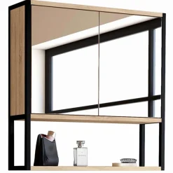 IDMarket Meuble salle de bain suspendu métal et bois* Collection Industrielle|Meubles Salle De Bain