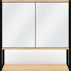 IDMarket Meuble salle de bain suspendu métal et bois* Collection Industrielle|Meubles Salle De Bain