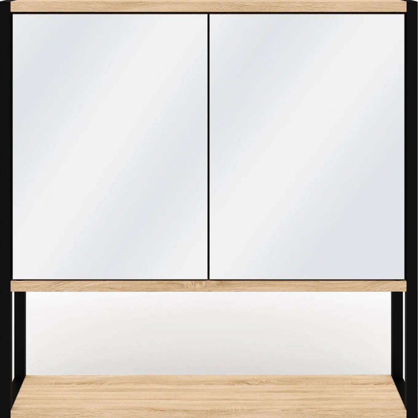 IDMarket Meuble salle de bain suspendu métal et bois* Collection Industrielle|Meubles Salle De Bain