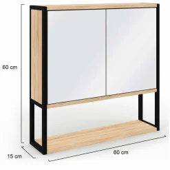 IDMarket Meuble salle de bain suspendu métal et bois* Collection Industrielle|Meubles Salle De Bain
