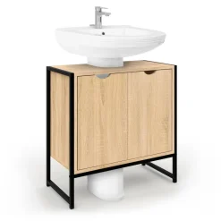 IDMarket Meuble sous lavabo salle de bain métal et bois* Collection Industrielle|Meubles Salle De Bain