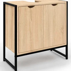 IDMarket Meuble sous lavabo salle de bain métal et bois* Collection Industrielle|Meubles Salle De Bain