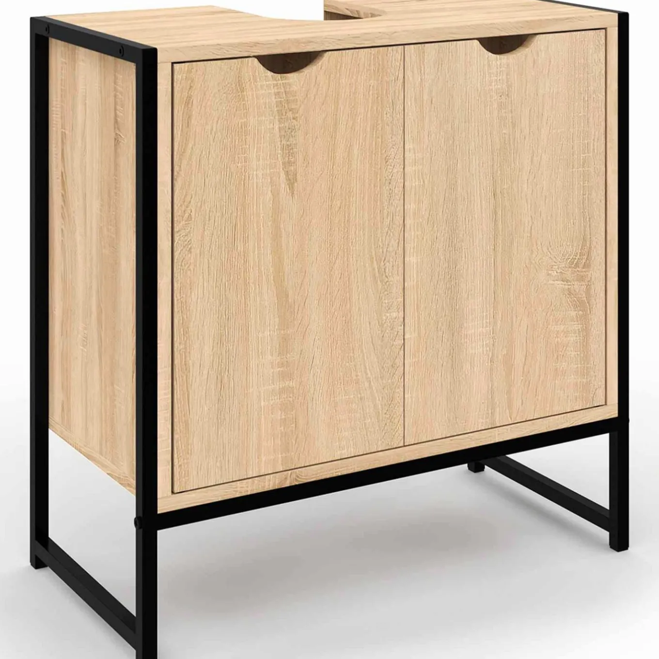 IDMarket Meuble sous lavabo salle de bain métal et bois* Collection Industrielle|Meubles Salle De Bain