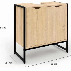 IDMarket Meuble sous lavabo salle de bain métal et bois* Collection Industrielle|Meubles Salle De Bain