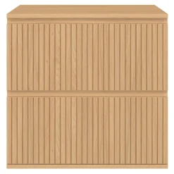 IDMarket Meuble sous vasque suspendu salle de bain 2 tiroirs effet lattes* Meubles Salle De Bain|Collection Moderne