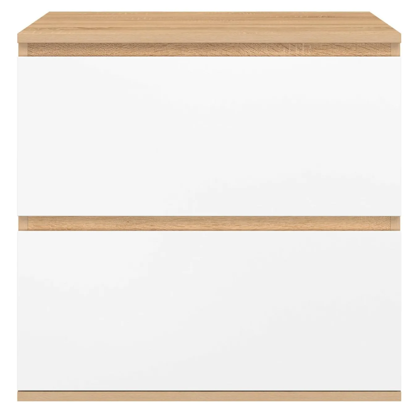 IDMarket Meuble sous vasque suspendu salle de bain 2 tiroirs façon hêtre et blanc* Collection Contemporaine|Meubles Salle De Bain