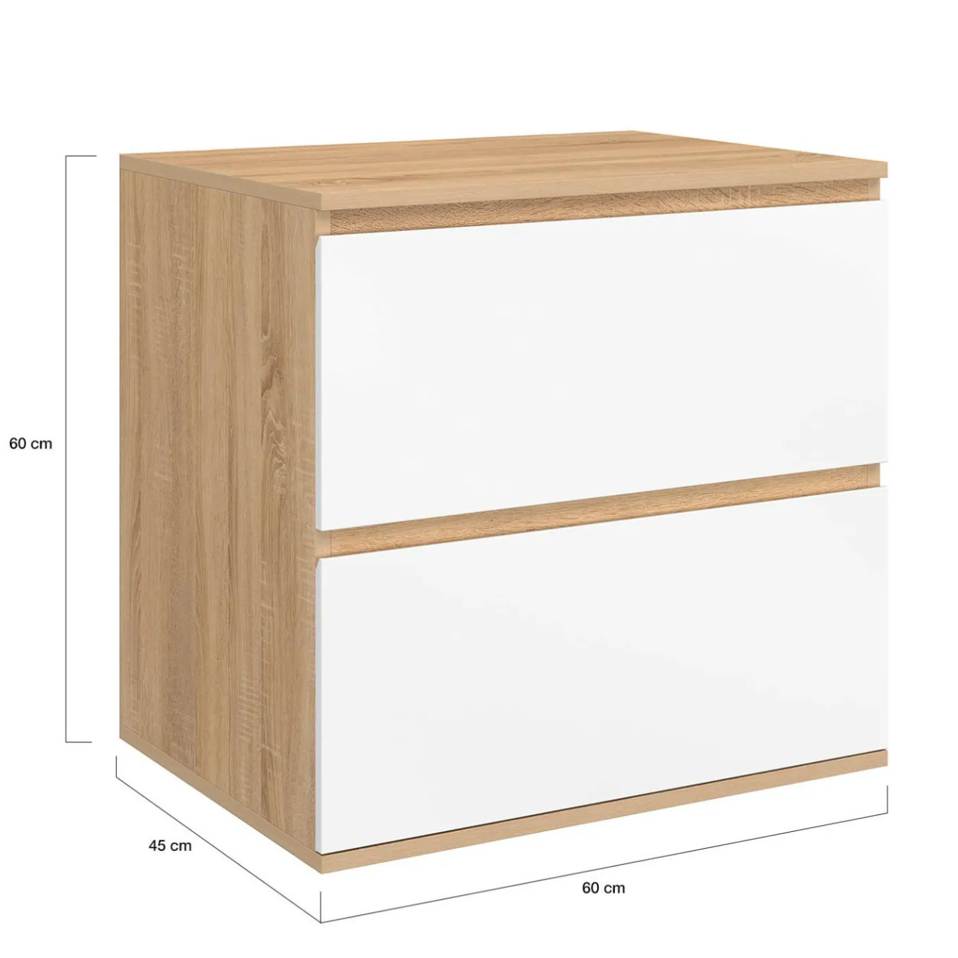 IDMarket Meuble sous vasque suspendu salle de bain 2 tiroirs façon hêtre et blanc* Collection Contemporaine|Meubles Salle De Bain