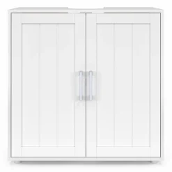 IDMarket Meuble sous-lavabo en bois blanc* Meubles Salle De Bain