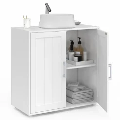 IDMarket Meuble sous-lavabo en bois blanc* Meubles Salle De Bain