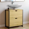 IDMarket Meuble sous-lavabo salle de bain bois et métal 2 tiroirs* Meubles Salle De Bain|Collection Industrielle