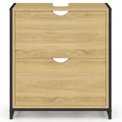 IDMarket Meuble sous-lavabo salle de bain bois et métal 2 tiroirs* Meubles Salle De Bain|Collection Industrielle