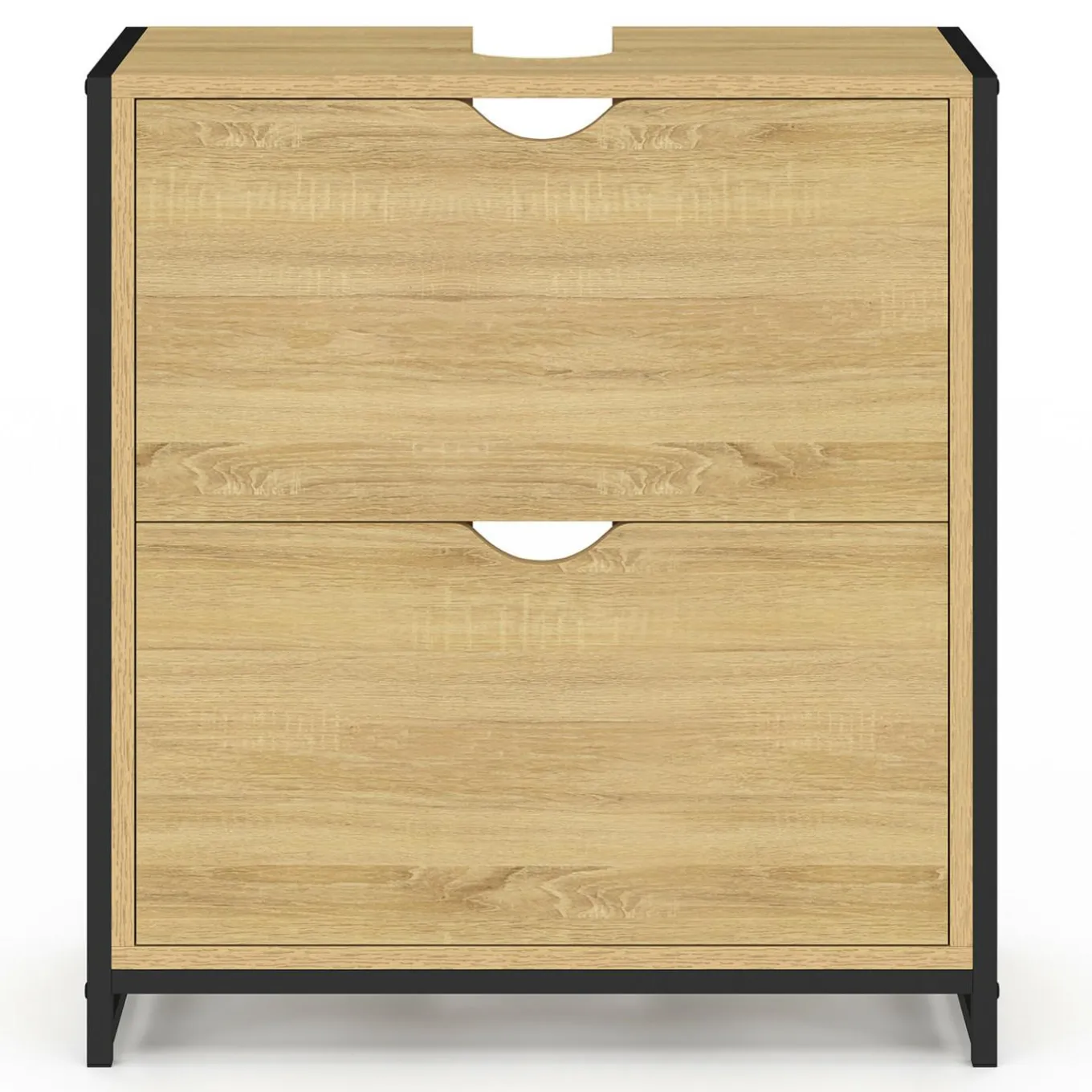 IDMarket Meuble sous-lavabo salle de bain bois et métal 2 tiroirs* Meubles Salle De Bain|Collection Industrielle