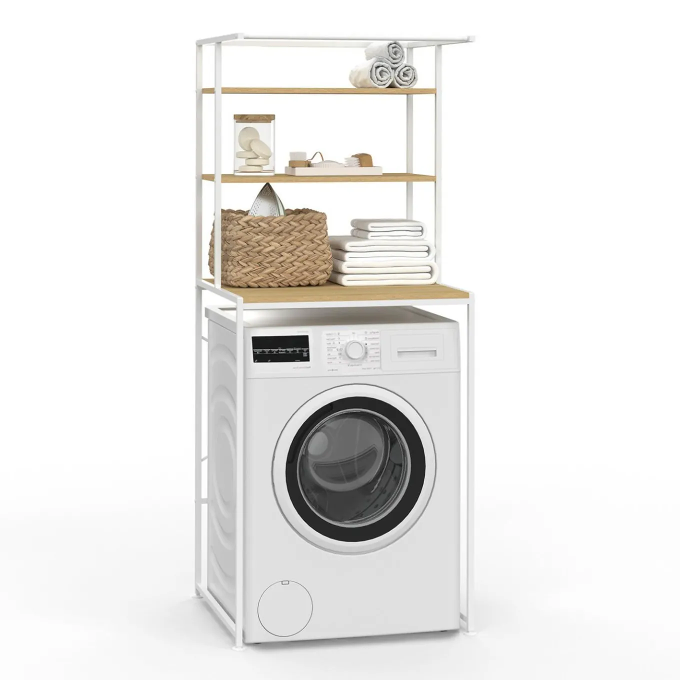 IDMarket Meuble étagère blanc machine à laver* Séchoirs À Linge|Collection Industrielle