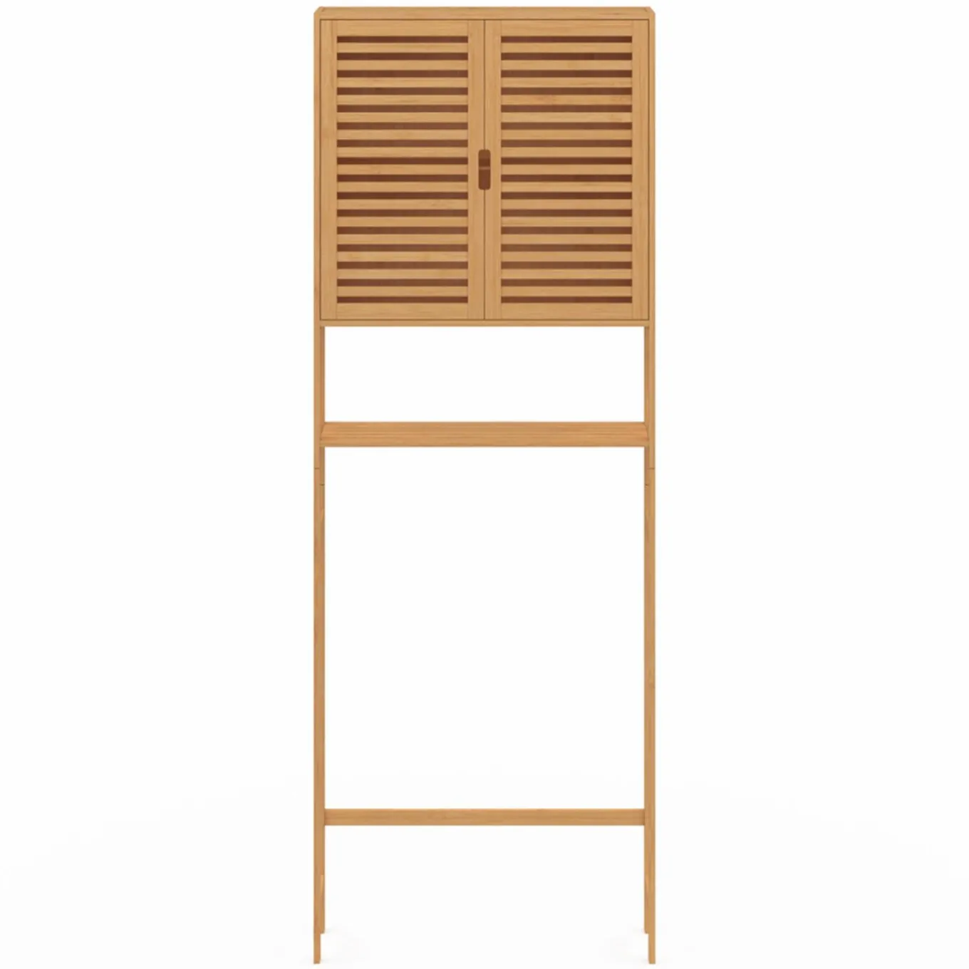 IDMarket Meuble étagère dessus WC en bambou avec placard* Rangement Et Accessoires|Collection Bambou