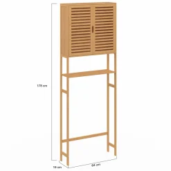 IDMarket Meuble étagère dessus WC en bambou avec placard* Rangement Et Accessoires|Collection Bambou