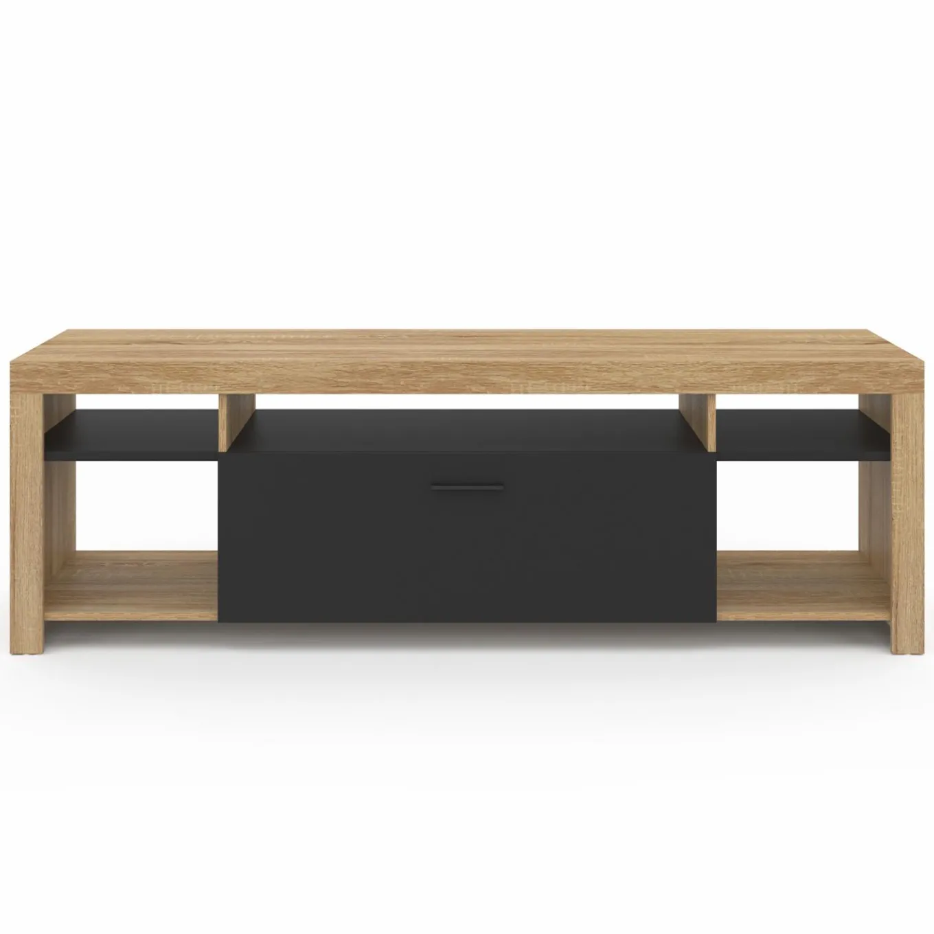 IDMarket Meuble télé 140 cm bois et placard noir* Collection Contemporaine|Collection Design