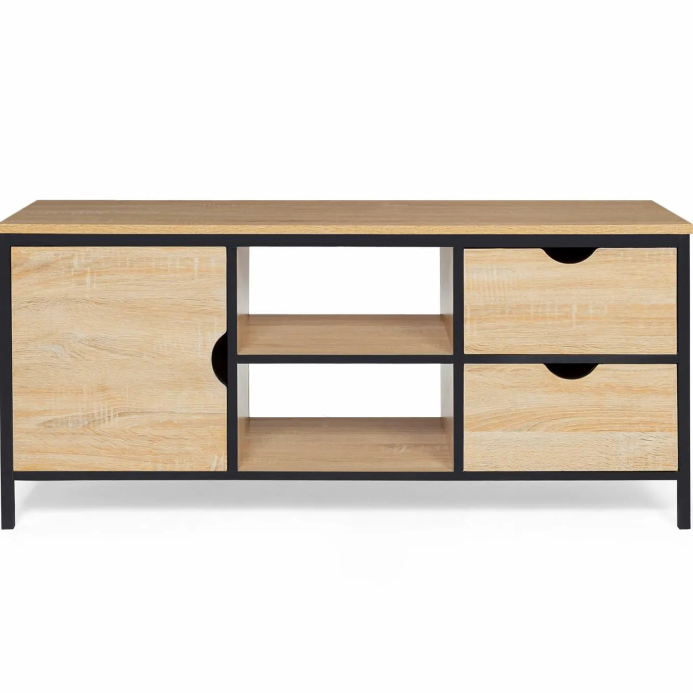 IDMarket Meuble télé bois et métal avec tiroirs et placard* Meubles Tiroirs|Collection Industrielle